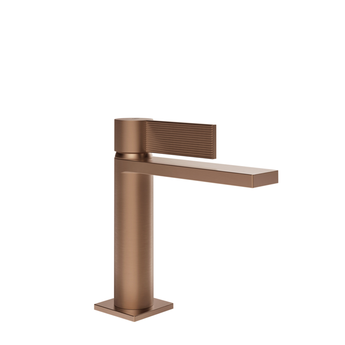 Смеситель для раковины Gessi Inverso Rigato, 1 отв., с донным клапаном "Stop&Go", цвет: Copper Brushed PVD