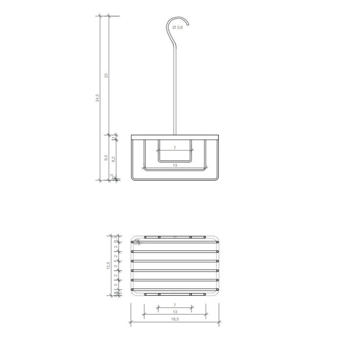 Decor Walther DW 226 Корзина универсальная 18.5x12.5x35см для душа, подвесная, цвет: хром