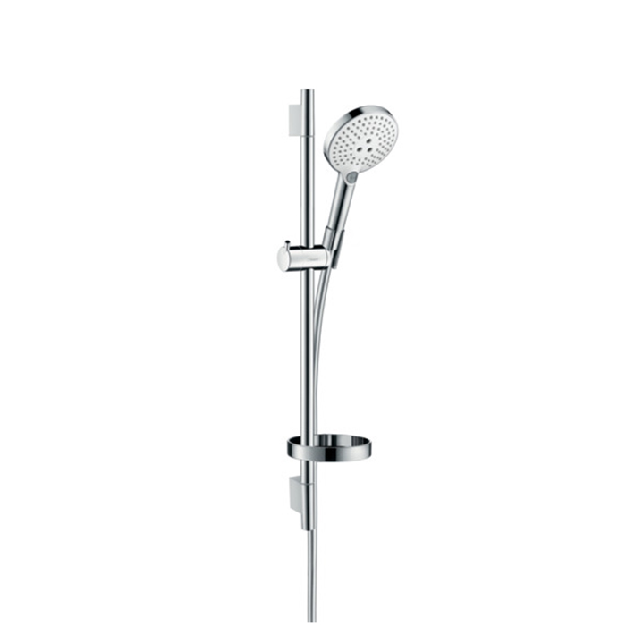Душевой набор Hansgrohe Raindance Select S: штанга 65см, ручной душ 120, 3jet (Rain, RainAir, WhirlAir), мыльница, шланг, цвет: белый/хром