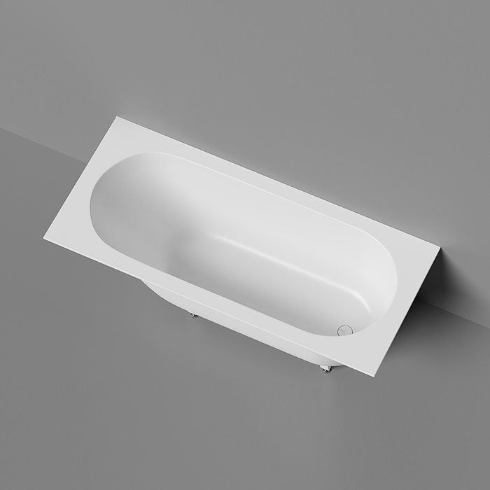Salini Lofo Kit Ванна 179х79.1х61см, встраиваемая, Solid Surface, с донным клапаном, сифоном, ножками, слив-переливом, цвет: белый матовый
