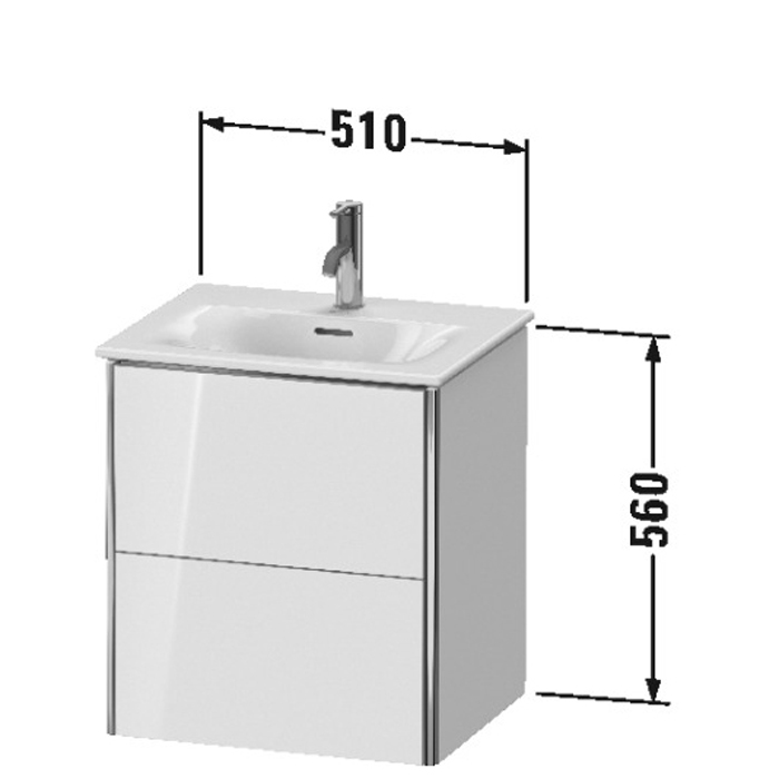 База Duravit XSquare подвесная 51x41.8x56см с раковиной, 2 яшика, цвет: глянцевый белый