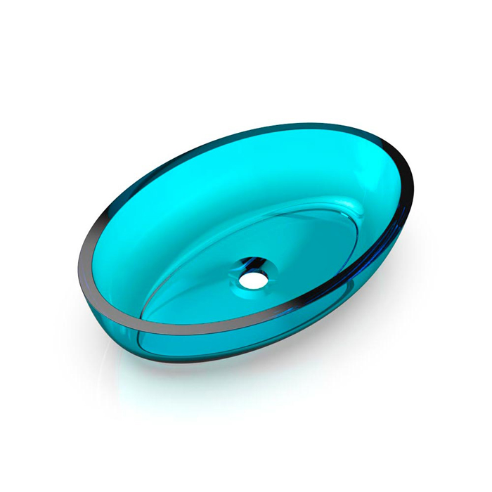 Knief Oval Shape Раковина накладная 55x37x13см, без отв., из полимерного материала, цвет: Aquamarin Blue # 100