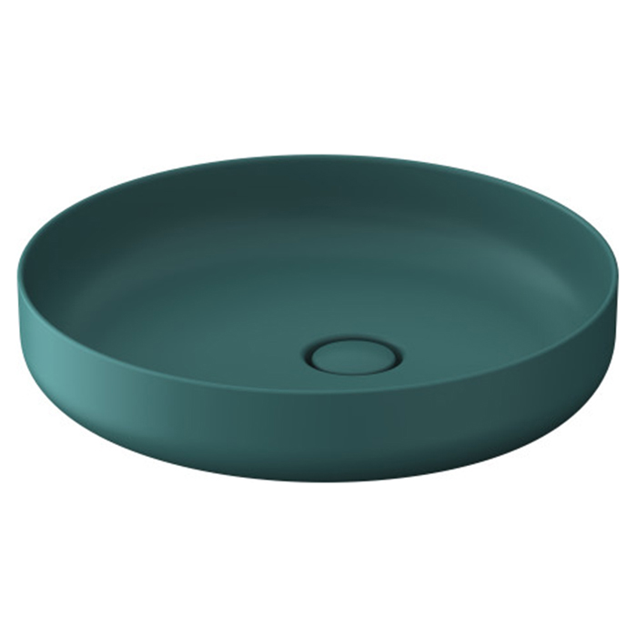 Раковина накладная Duravit Vitrium 46см, без отв., круглая, из DuroCast UltraResist, без перелива, цвет: аквамарин матовый