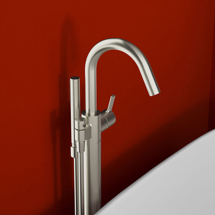 Смеситель для ванны Ideal Standard Joy, напольный, с ручным душем, цвет: PVD Silver Storm (Серебряный Шторм)