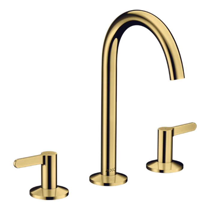 Смеситель для раковины Axor One 170, на 3 отв., с донным клапаном Push-Open, цвет: полированное золото