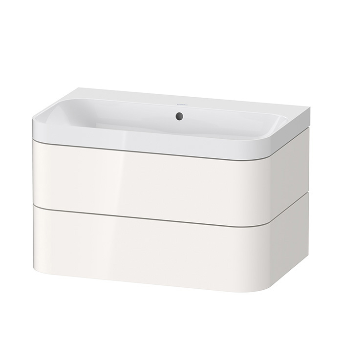 Duravit Happy D.2 Plus Тумба подвесная с раковиной 77.5х49х46.8см, без отв., 2 ящика, выпуск и сифон в комплекте, цвет: белый глянцевый
