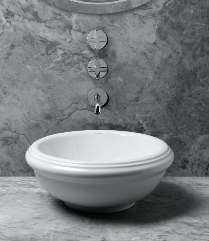 Azzurra Jubilaeum Раковина накладная круглая 45xH18 см, без отв., цвет: Bianco lucido