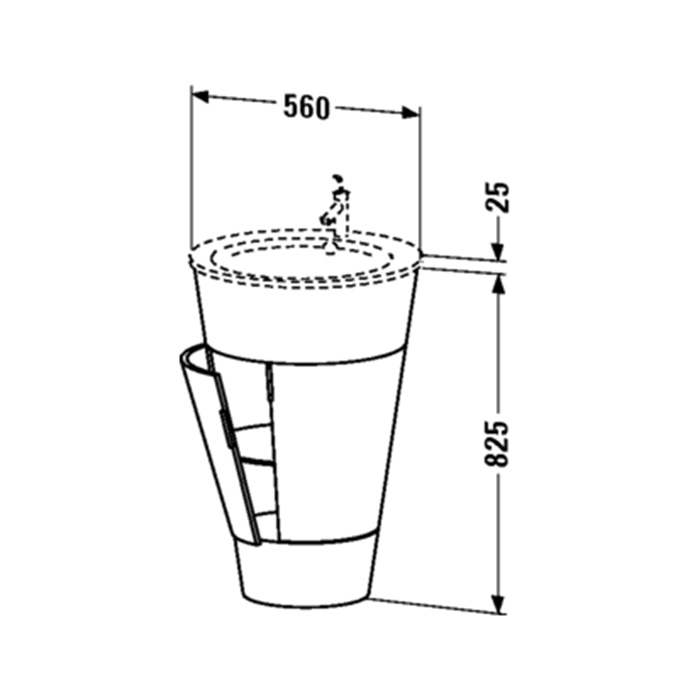 Duravit Starck 1 Тумба напольная 60x56xh82.5см, с раковиной, цвет: черный глянц