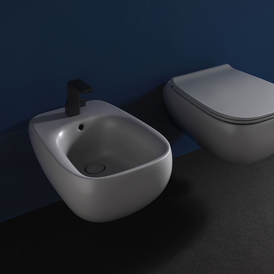 Биде Flaminia Fluo, подвесное, 545 × 400 мм, с 1 отверстием для смесителя, цвет: белый