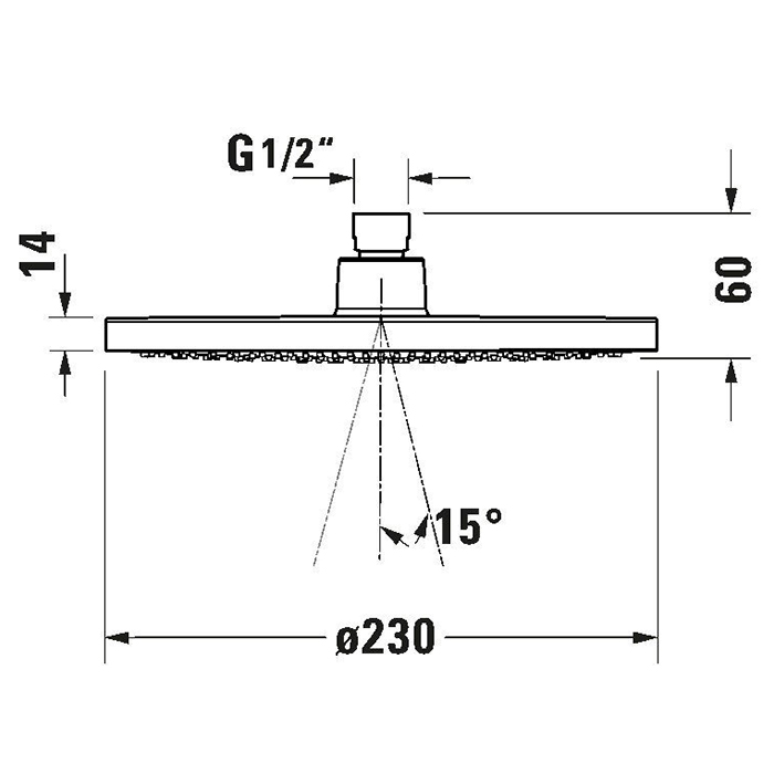 Duravit Shower Верхний душ Ø23см., 1 режим, настенный/потолочный, цвет: черный матовый