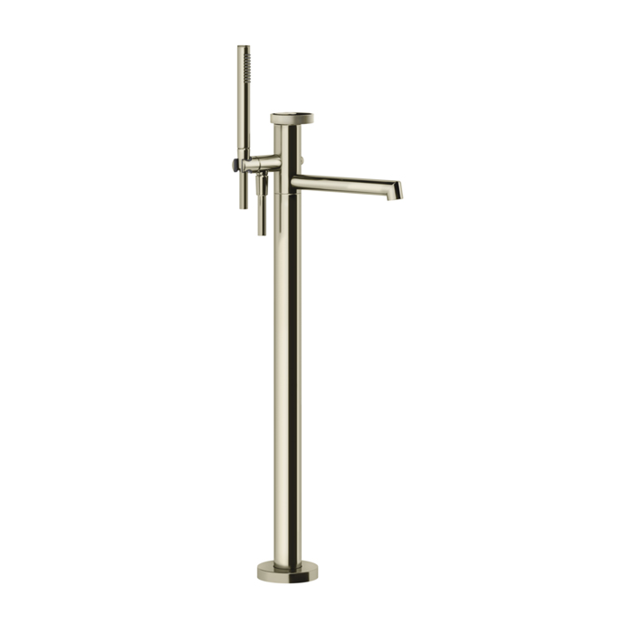 Смеситель для ванны Gessi Anello, напольный, с ручным душем и шлангом 150см, внешняя часть, цвет: Finox Brushed Nickel
