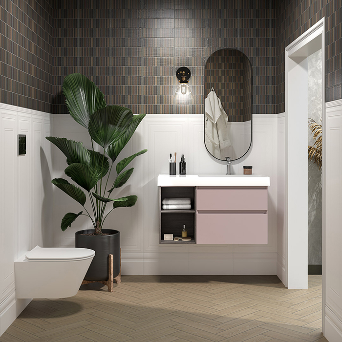Kerama Marazzi Cubo Тумба подвесная 90см, правая, цвет: мальва матовая