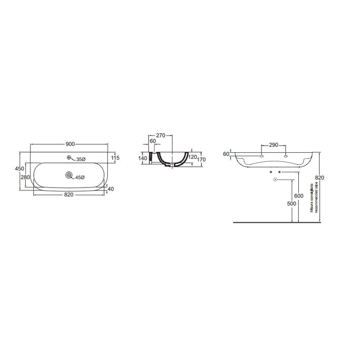 Azzurra Nuvola Раковина 90x45xH17 см, 1 отв., цвет: Bianco lucido