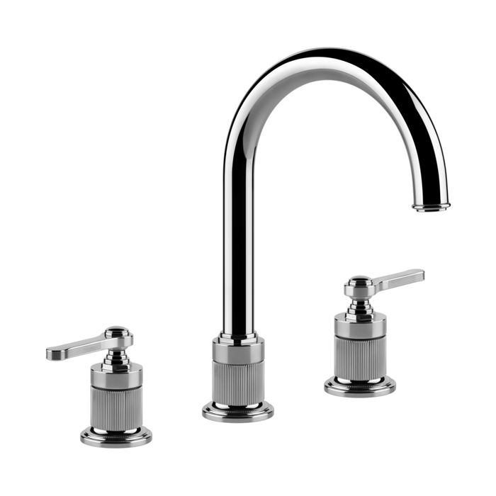 Смеситель для раковины Gessi Venti20 на 3 отверстия, высота излива 168 мм, в комплекте с донным клапаном, цвет: хром