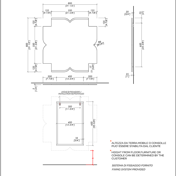 Devon&Devon Papillon L Зеркало 80xh80см, с фацетом, декоративное