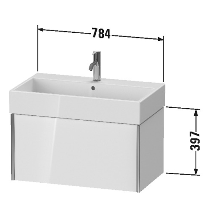 Тумба подвесная Duravit XViu 78.4x45.4x39.7см, с раковиной, 1 ящик, цвет: walnut dark/черный матовый