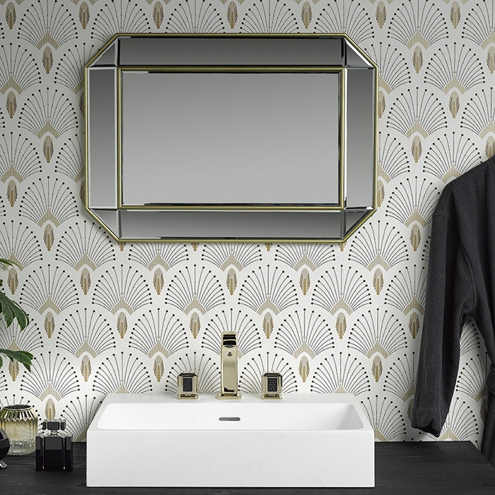 Смеситель для раковины THG Metropolis Cristal Noir на 3 отверстия, с донным клапаном, цвет: Soft Gold