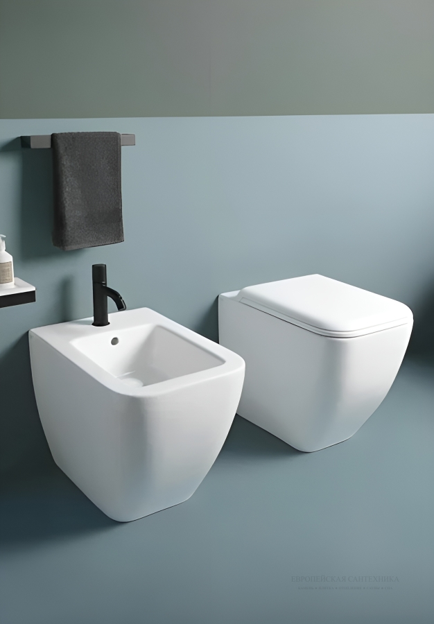 Биде Cielo Shui Comfort напольное, 550 × 380 мм, с 1 отверстием для смесителя, цвет: белый глянцевый