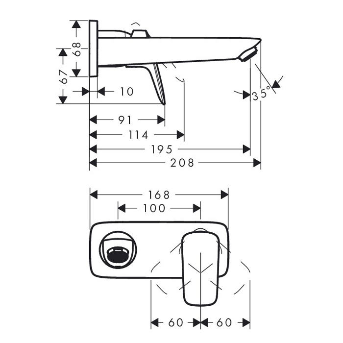 Смеситель для раковины Hansgrohe Logis,, излив 195 мм, внешняя часть, Цвет: хром