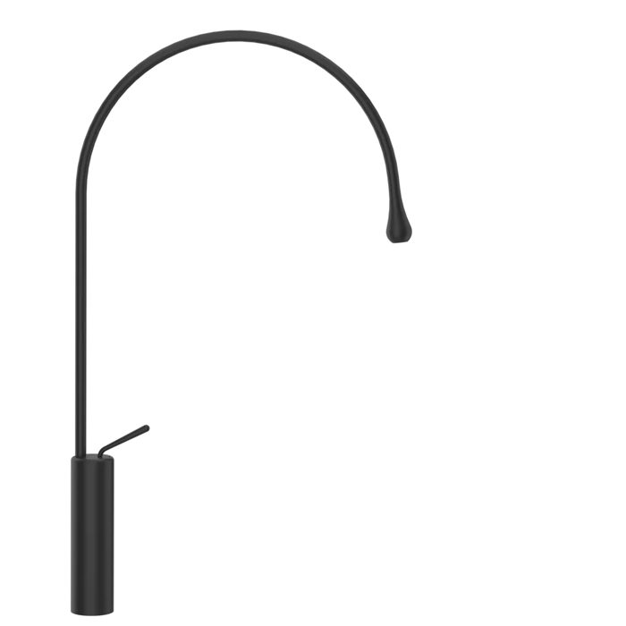Смеситель для раковины Gessi Goccia на 1 отверстие, высокий, излив 387мм R=197, цвет: black XL
