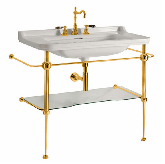 Kerasan Waldorf Консоль с раковиной 100х55см, на 1 отв, напольная, цвет: консоли: oro (золото)