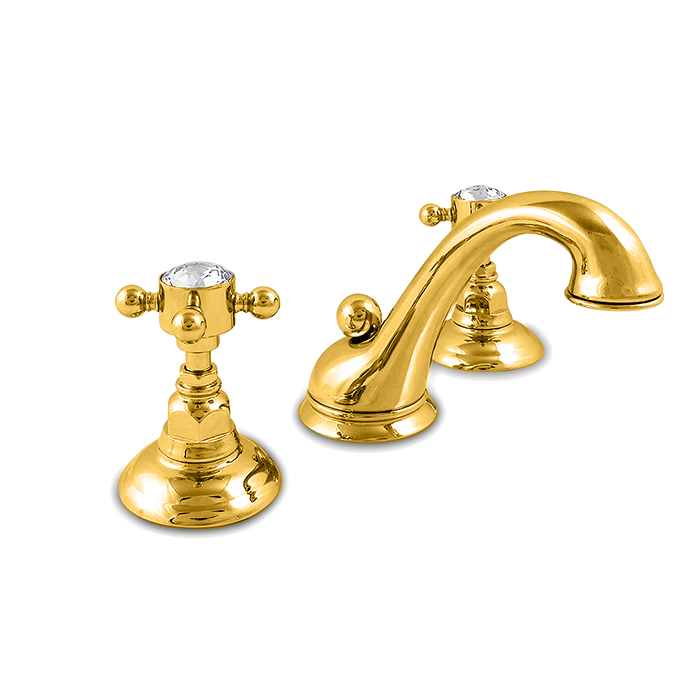 Смеситель для раковины Nicolazzi Half Dome Crystal, 3 отв., цвет: Gold Brass