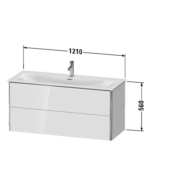 База Duravit XSquare подвесная 121x47.8x56см с раковиной, 2 яшика, цвет: глянцевый белый