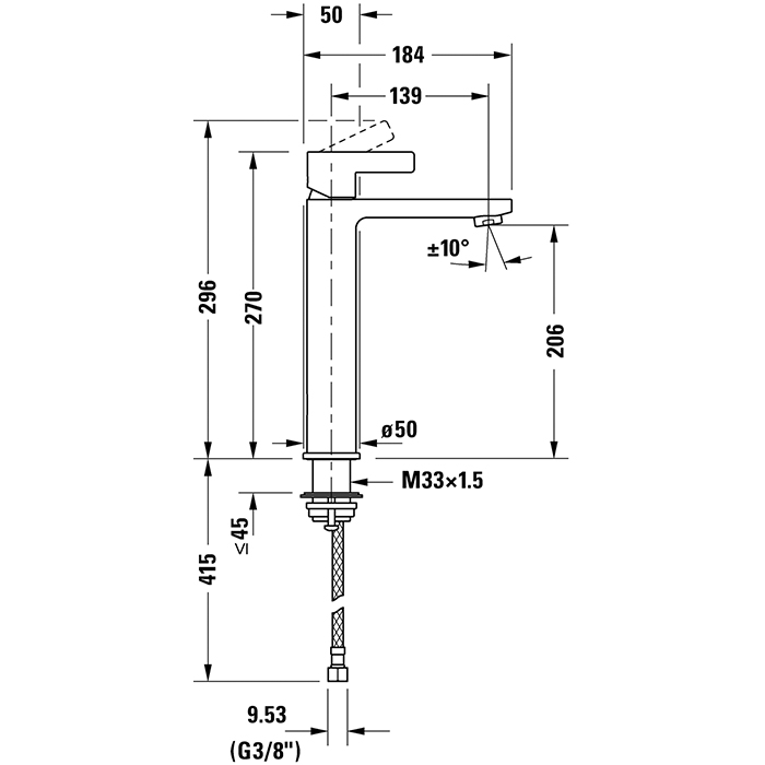 Duravit D-Neo Смеситель для раковины, 1 отв., цвет: хром