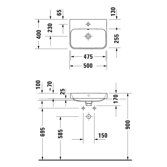 Duravit Happy D.2 Plus Раковина накладная, 50х40см, без отв., выпуск с керамической крышкой, цвет: Anthracite matt/белый