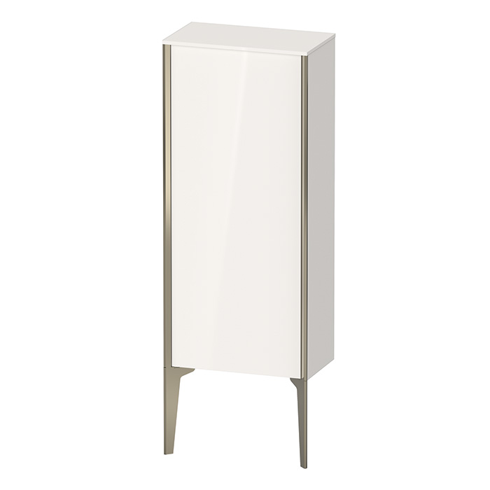 Шкаф подвесной Duravit XViu 40x24x89см, с 1 дверью, 2 стеклянными полками (петли справа), цвет: белый глянцевый/champagne matt
