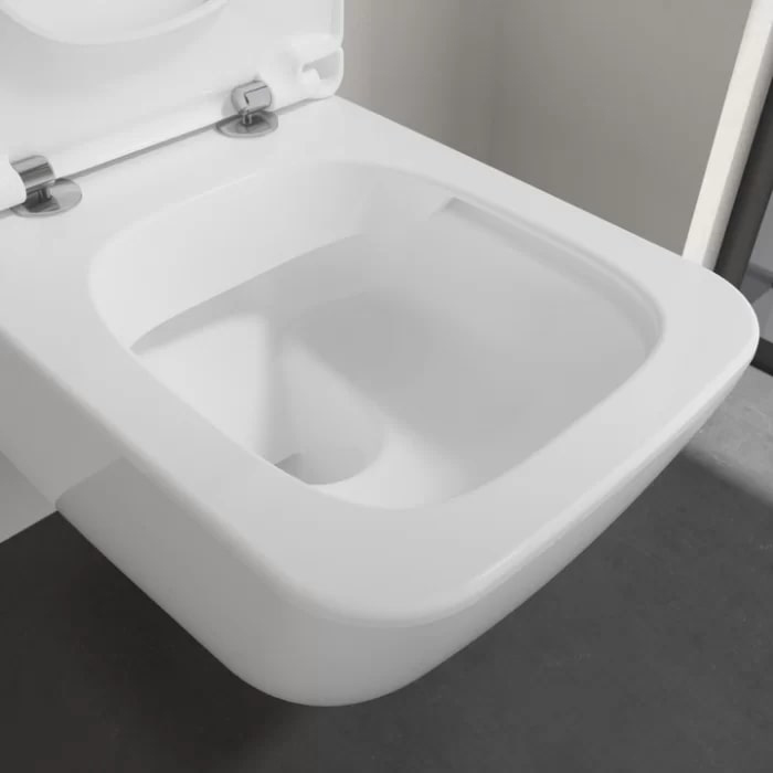 Villeroy&Boch Venticello Унитаз 37.5х56х33см, подвесной, безободковый, в комплекте сиденье SlimSeat c микролифтом, CeramicPlus, цвет: альпийский белый