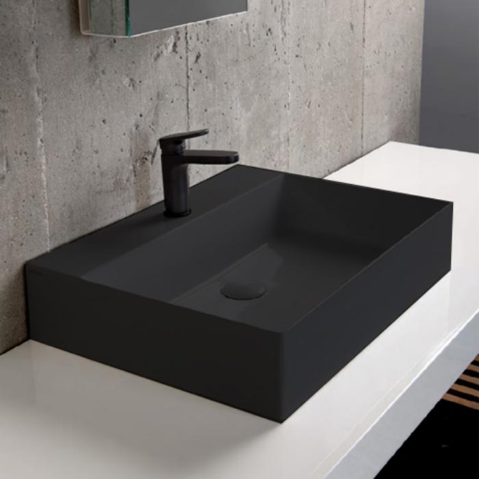 Azzurra Elegance Squared Раковина подвесная/накладная, 60x45xH12,5 см, 1 отв., цвет: Carbone