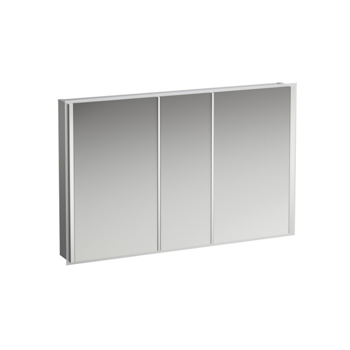 Laufen Frame Зеркальный шкаф 120x75см, LED-подсветка, алюминий, 3 двери, 2 розетки