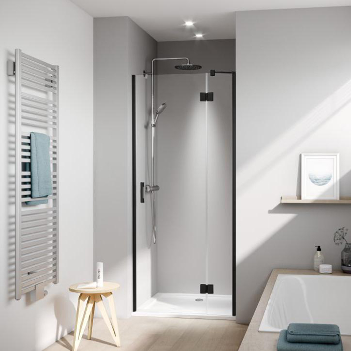 Kermi LIGA Дверь в нишу LI SFR 100x200см, Schwarz Soft+прозрачное стекло с Kermiclean, цвет: черный
