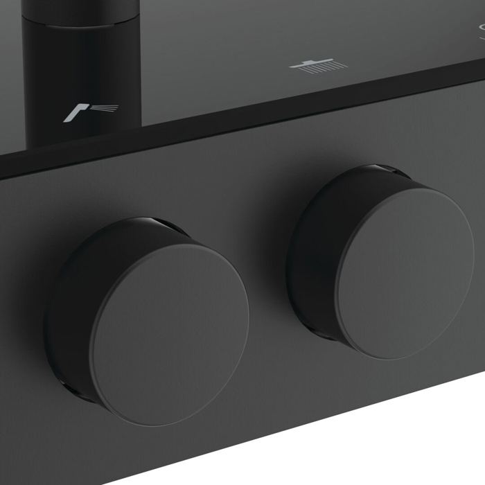 Ideal Standard Solos Душевая система, с термостатическим смесителем для душа, держатель для лейки, верхний душ 33см, ручная душевая лейка, шланг 175см, цвет: Silk Black (Черный матовый)