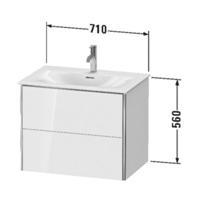 Тумба с раковиной Duravit XSquare 71x47.8х56см, подвесная, 2 яшика, цвет: Stone Grey SaM