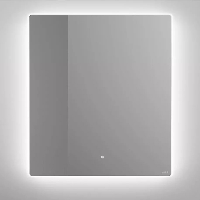 Salini Зеркало для ванны OMBRA 90х90х2.5см, с LED подсветкой, влагостойкое AGC Сrystalvision, сенс. выкл., крепления, обогрев, антизапот.