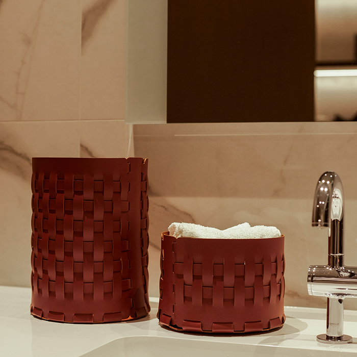 Корзина ADJ Bottega, D20xH12 см, цвет: коньяк/бордо