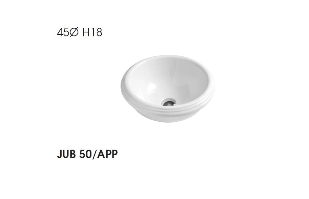 Azzurra Jubilaeum Раковина накладная круглая 45xH18 см, без отв., цвет: Bianco lucido