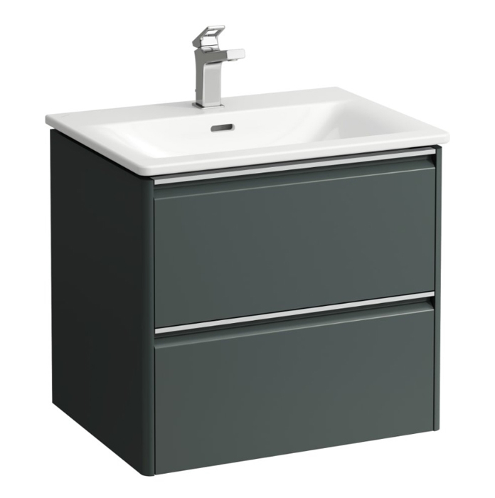 Комплект мебели Laufen Palace 600х450х545 мм, с раковиной Slim, 2 ящика, органайзер для ящика, ручка анодированный алюминий, цвет: интенсивный серый