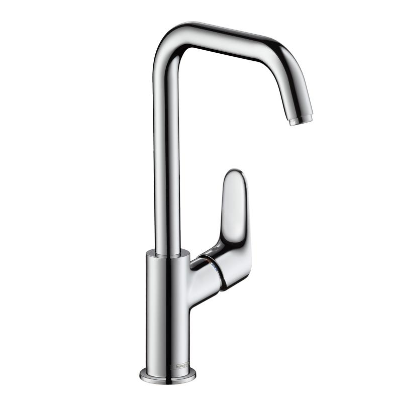 Смеситель для раковины Hansgrohe Focus, 236 мм, поворотный ∩ излив, со сливным гарнитуром — 31609000
