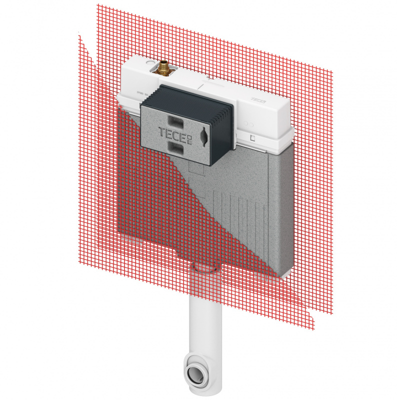 TECE 9370500 TECEprofil Сливной бачок TECEbox Octa II, 8 см, для напольного унитаза, с арматурной сеткой, установочная высота 1075 мм