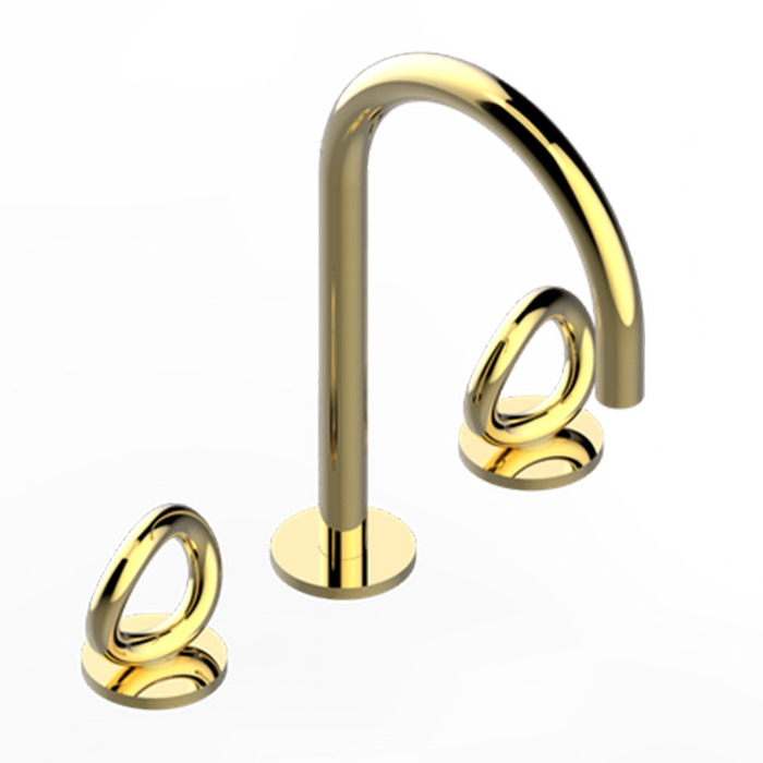 THG Collection O Смеситель для раковины, 3 отв., с донным клапаном,  цвет: Soft gold