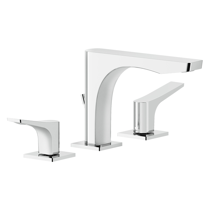Смеситель для раковины Gessi Rilievo на 3 отв. с донным клапаном h=125мм, излив 154мм, цвет: хром