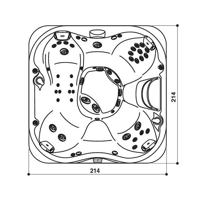 Jacuzzi SPA J335 Минибассейн 214х214х92см, стереосистема, акрил Porcelain, с крышкой, цвет: Modern Hardwood