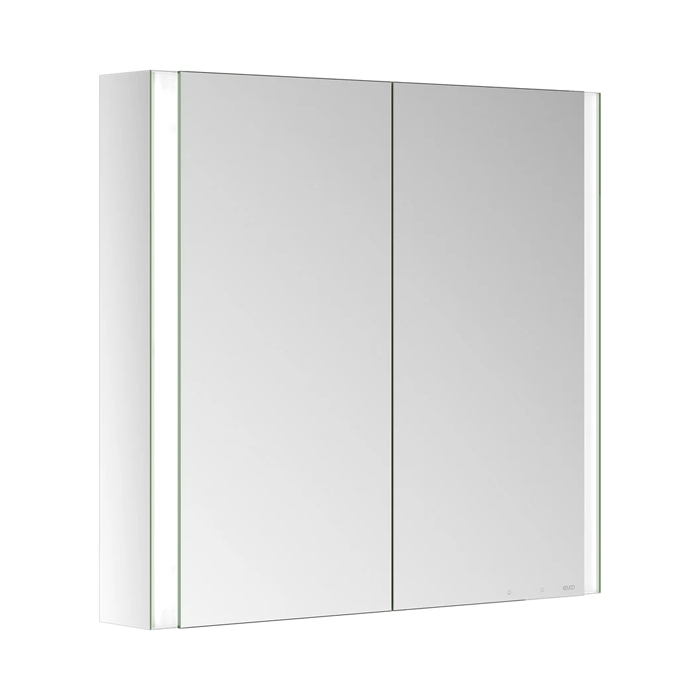 Keuco Somaris Зеркальный шкаф, 80x71x12.8см, 2-дверный-двустор. зеркало, IP 44, закр., корпус: алюминий серебристый