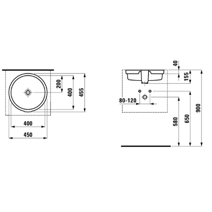 Раковина Laufen Living City 40х40х15.5 см, без отв., цвет: белый