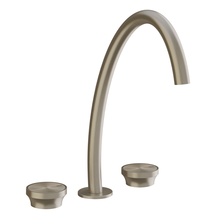 Смеситель для раковины высокий Gessi Origini на 3 отв, без донного клапана, цвет: Finox Brushed Nickel