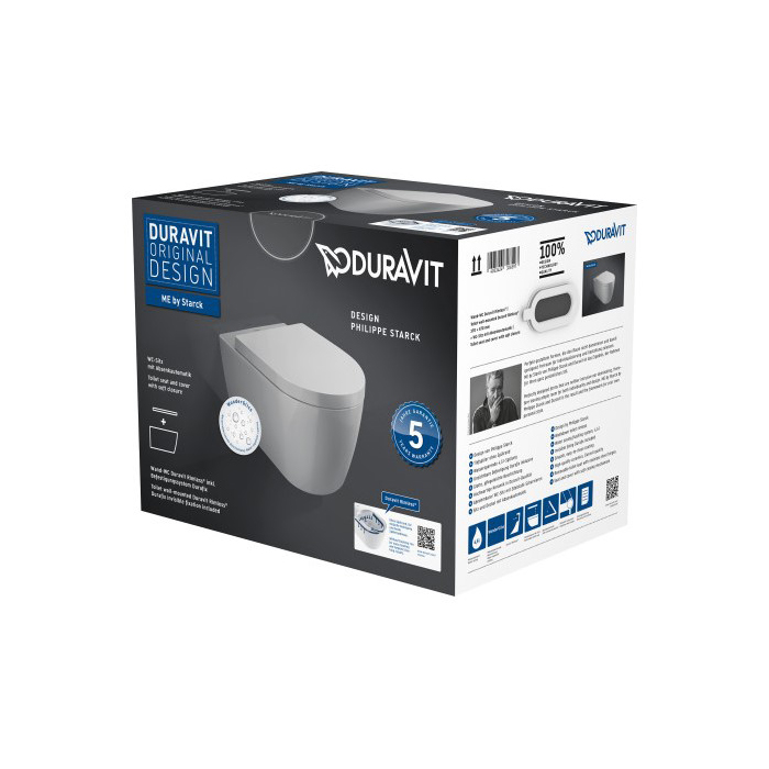 Duravit Me by Starck Унитаз 35.5х37х57см, подвесной, безободковый, с сиденьем, цвет: белый