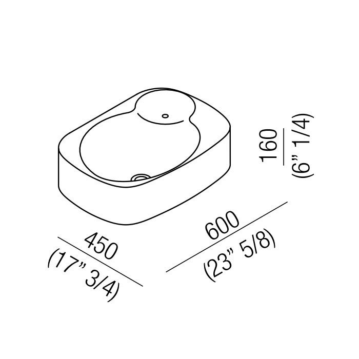 Раковина Agape Nivis 60х45х16 см, с 1 отв., цвет: белый